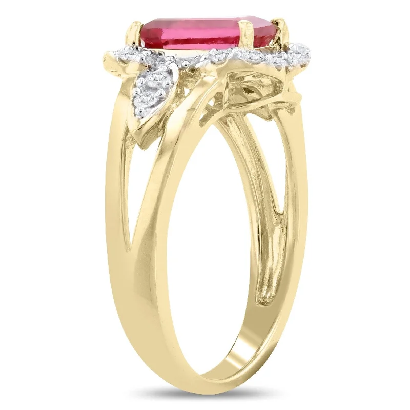 Auriya 14k Yellow Gold 1 3/8ct Rubellite and 3/8ct TDW Diamond Ring