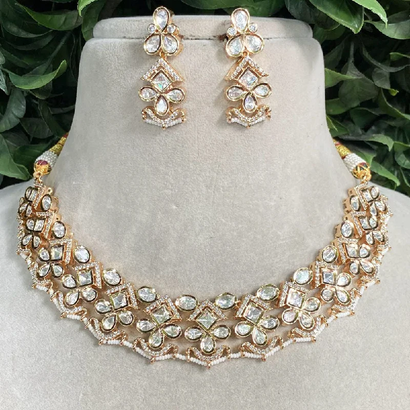 Royal Kundan Jewellery Gold Plated Polki Kundan Necklace Set