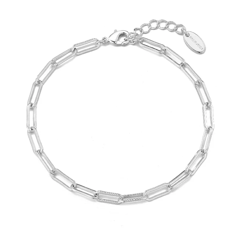 Silver Plated Small Link Paperclip Bracelet