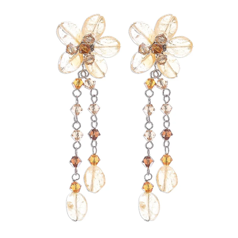 Novica Handmade Honey Flower Citrine Waterfall Earrings