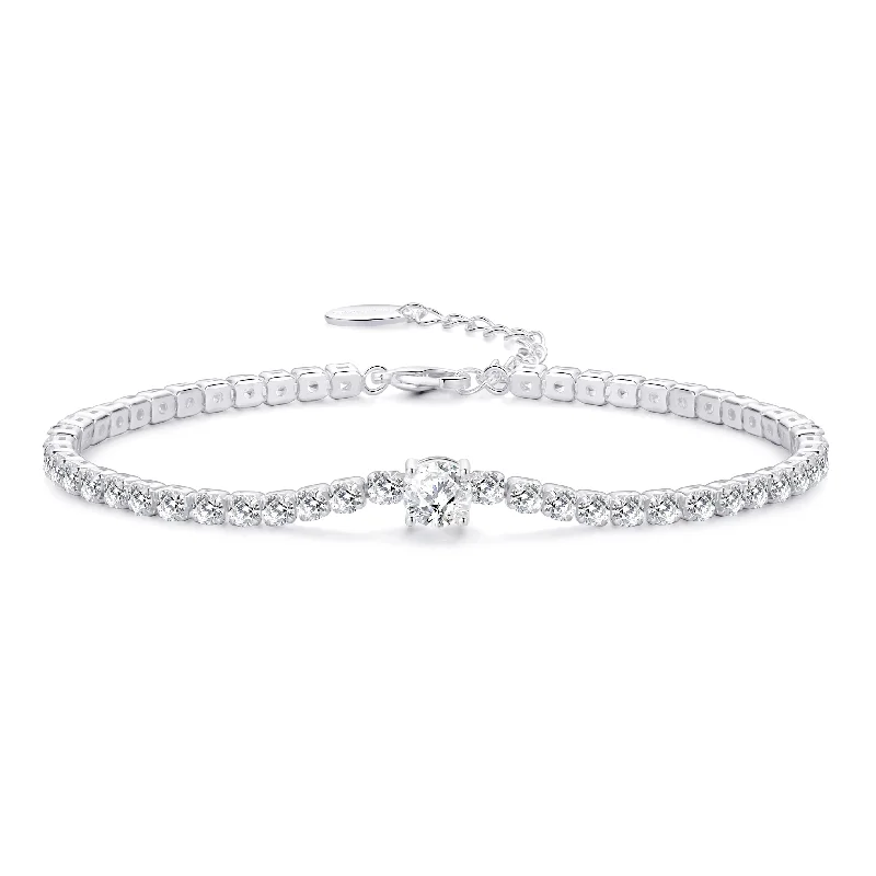 Round Solitaire Tennis Bracelet Created with Zircondia® Crystals