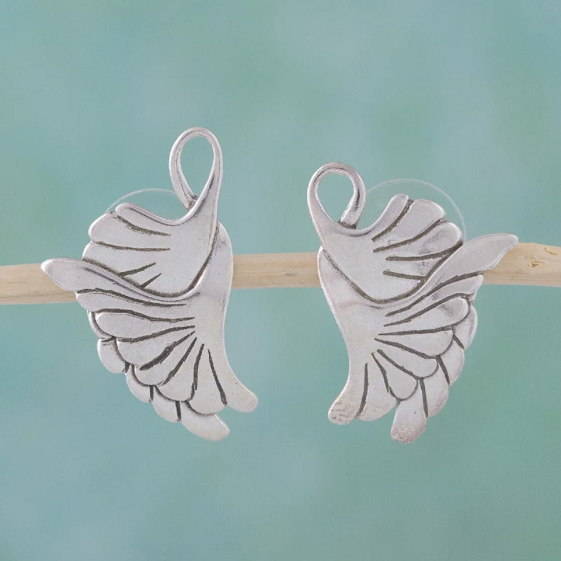 Novica Handmade On Doves Wings Sterling Silver Drop Earrings