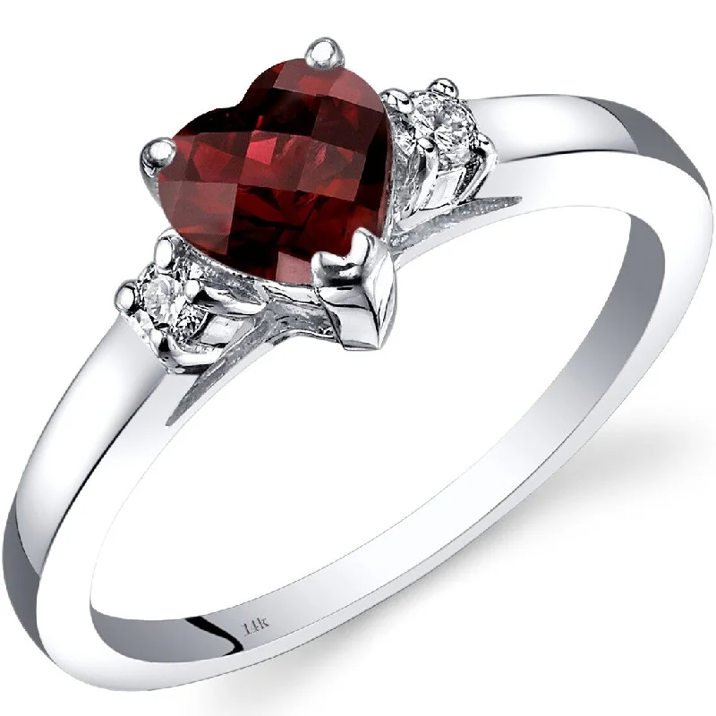 14k White Gold 1ct Garnet and Diamond Ring