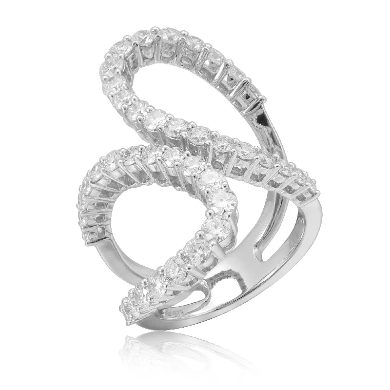 Joelle Diamond Ring for Her 18K White Gold 1.95 Cttw. Ring Size 6.5 Gift