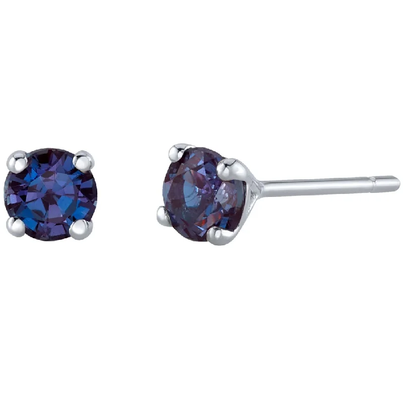 14k Gold 4mm Round Alexandrite Solitaire Stud Earrings