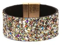 Leather Druzy Magnetic Bracelet Multi