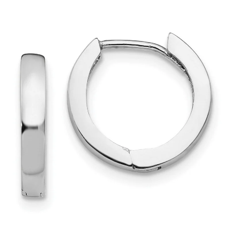 Curata 14k White Gold Solid Polished Hinged Hoop Earrings - 10x2.5mm Wide