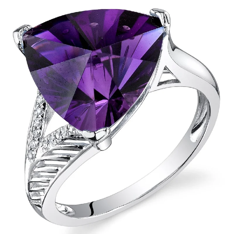 14k White Gold 5.87ct Amethyst and Diamond Ring