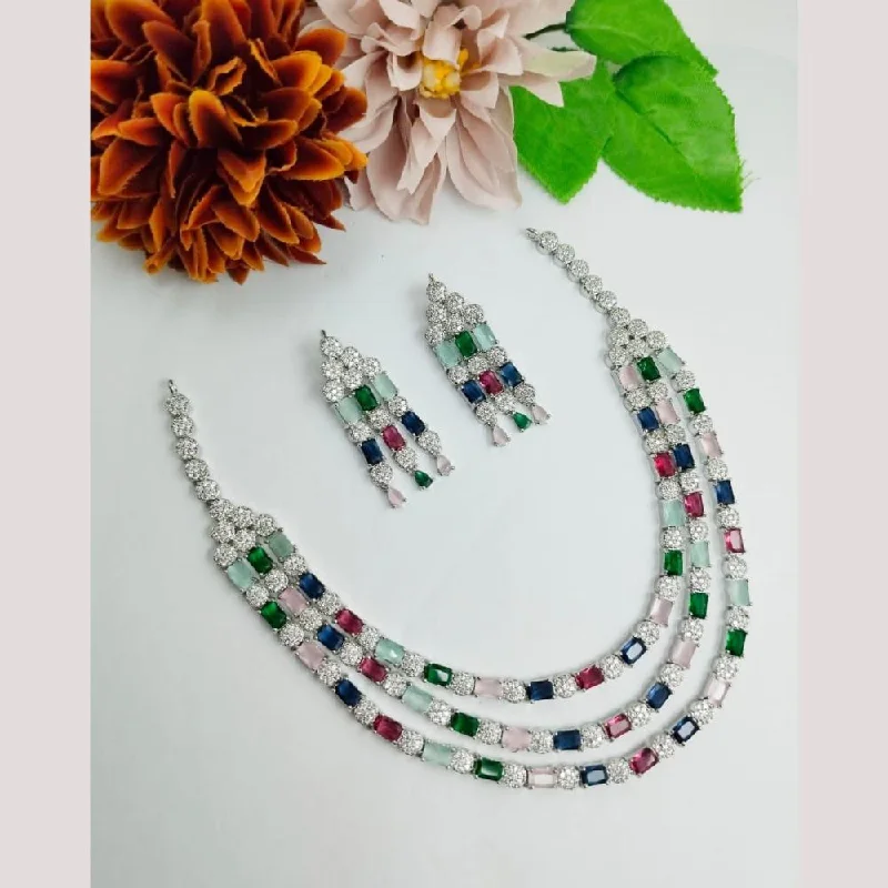 Aamrapali Silver Plated American Diamond Necklace Set