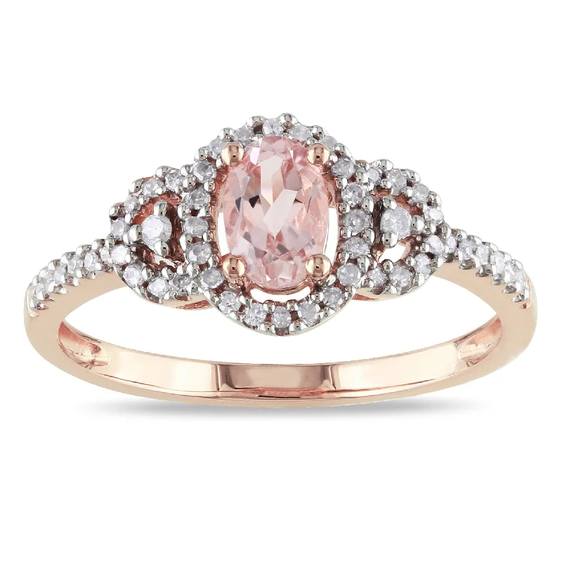 Miadora 10k Rose Gold Morganite and 1/6ct TDW Diamond Ring (H-I, I2-I3) - Pink