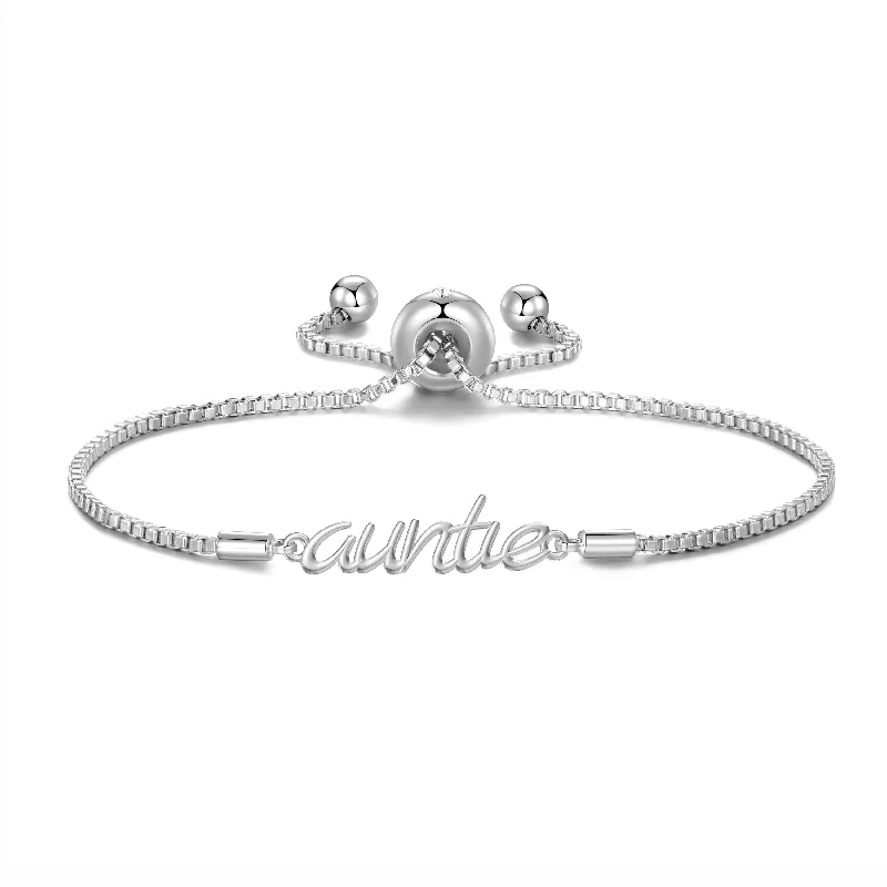 Silver Plated Auntie Bracelet Created with Zircondia® Crystals