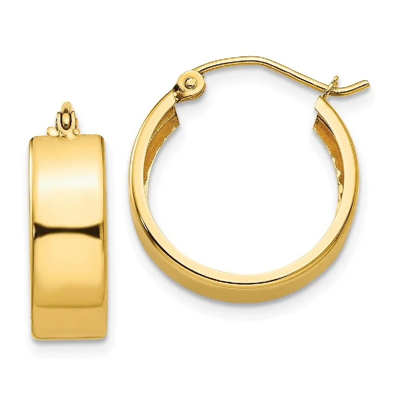 Curata 14k Yellow Gold Polished Wide Flat 16x6mm Hoop Earrings