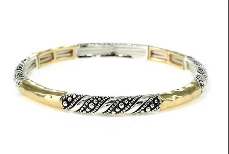 Two Tone Stackable Stretch Bracelet with Dot Rope design