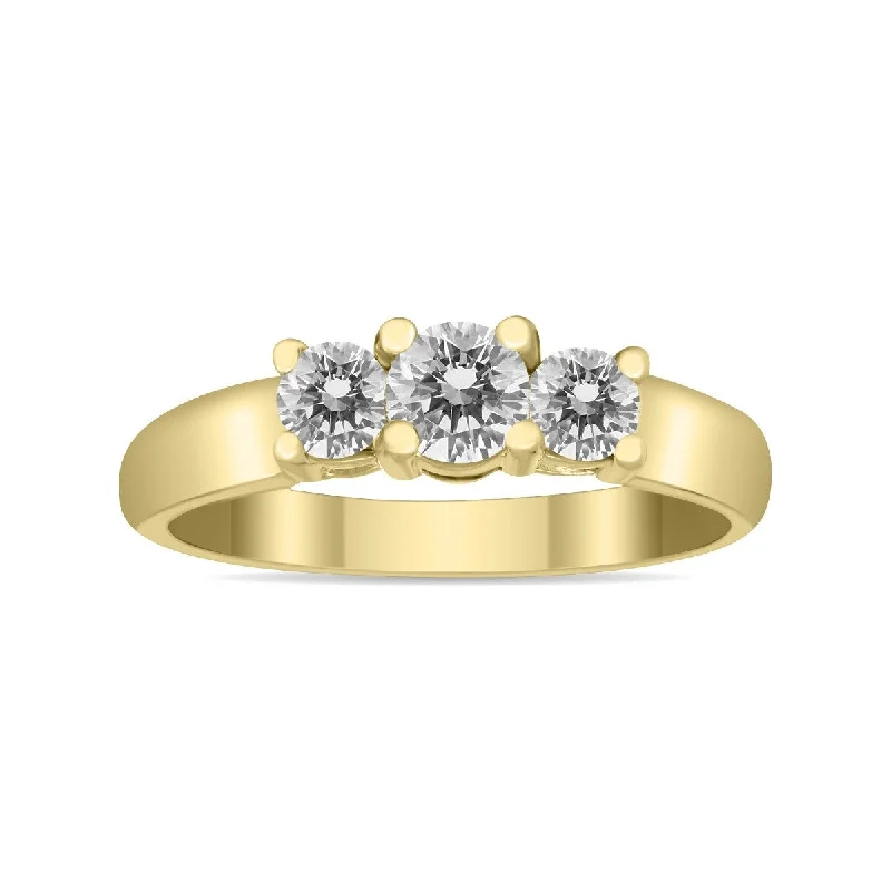 Marquee Certified 3/4 Carat TW Three Stone Diamond Ring in 10K Yellow Gold