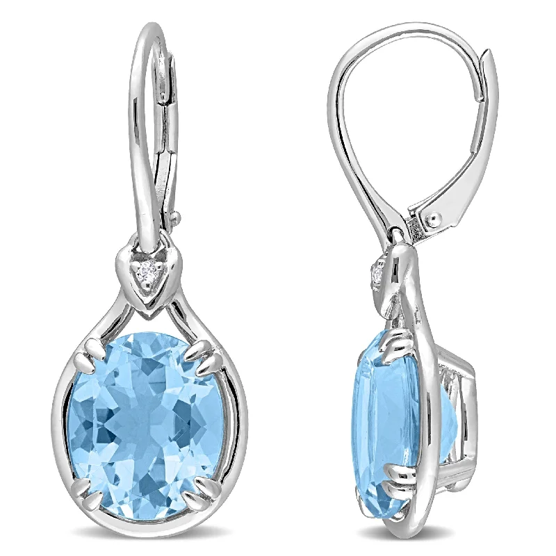 Miadora 11 3/8ct TGW Sky Blue and White Topaz Leverback Earrings Sterling Silver