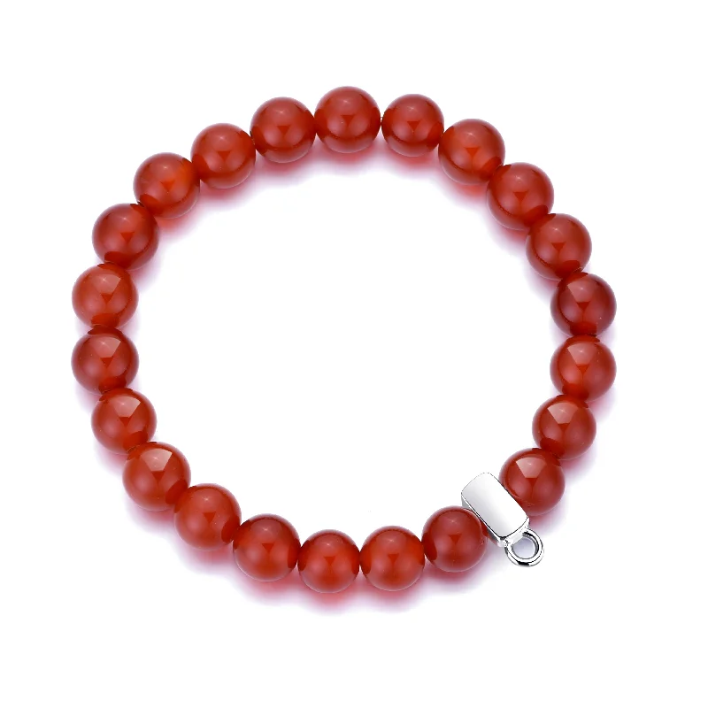 Carnelian Gemstone Charm Stretch Bracelet