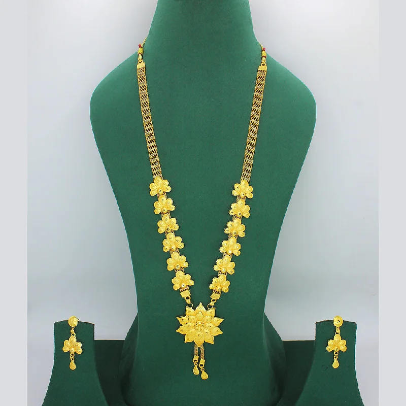 Mahavir Forming Look Gold Plated Long Necklace Set