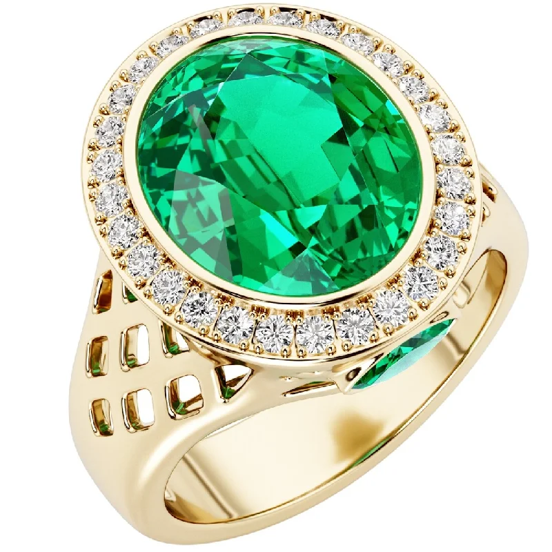 Oravo 4.50 ct Colombian Emerald and Diamond Ring in 14k Yellow Gold