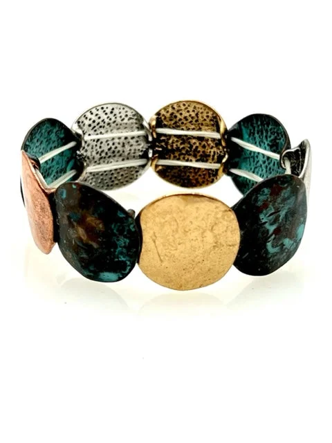 Patina Stretch Bracelet - Mixed Shapes Design 18