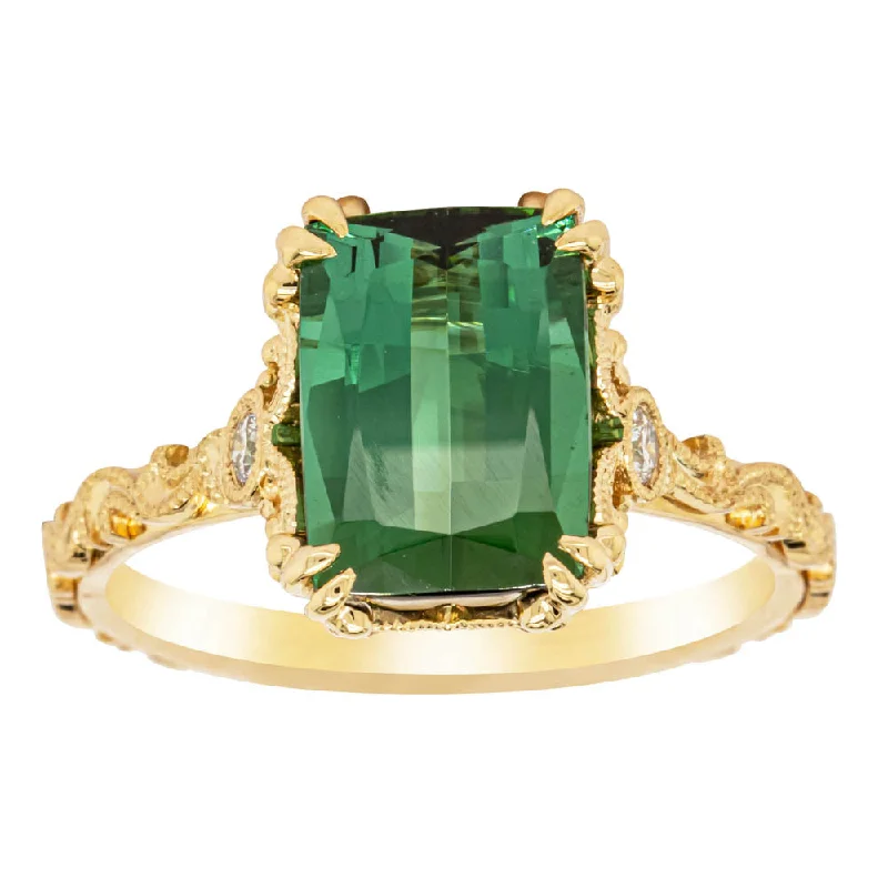 18ct Yellow Gold Tourmaline & Diamond Romanov Ring