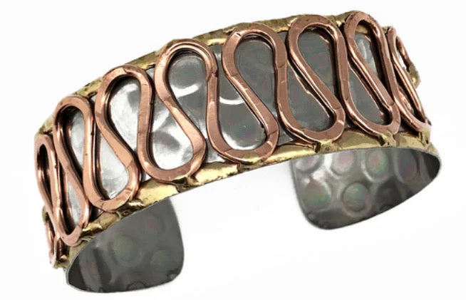 Mixed Metal Adjustable Cuff Bracelet