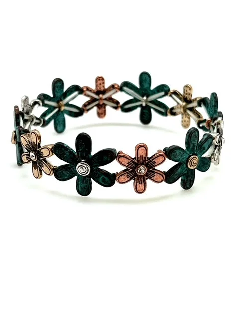 Patina Stretch Bracelet - Flower