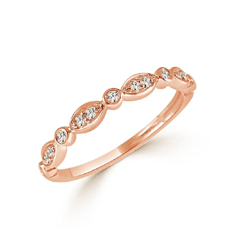 Joelle Diamond Ring 14k Rose Gold 3/4 Way Around Band 1/10 ct TDW