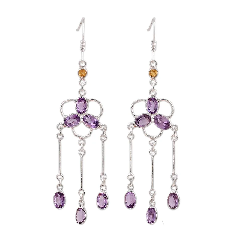 Novica Handmade Charisma Amethyst And Citrine Waterfall Earrings