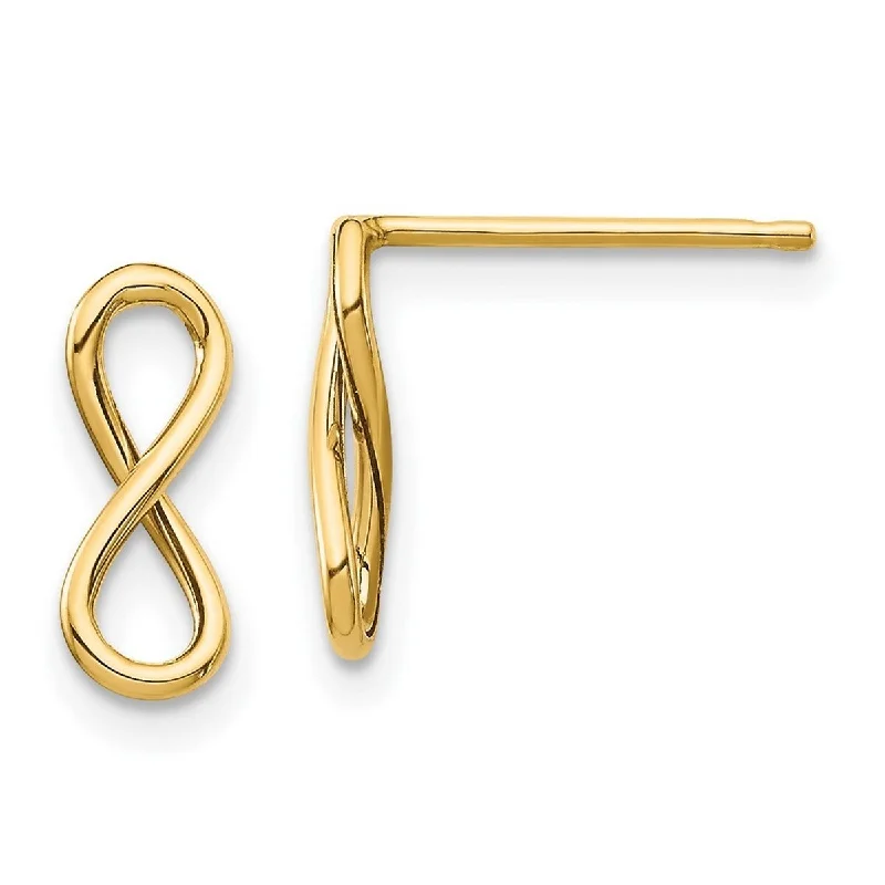 Curata 14k Yellow Gold Polished Infinity Post Earrings - 11.2x4.35mm