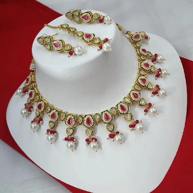 Padmawati Bangles Gold Plated Polki Kundan Stone And Pearls Necklace Set