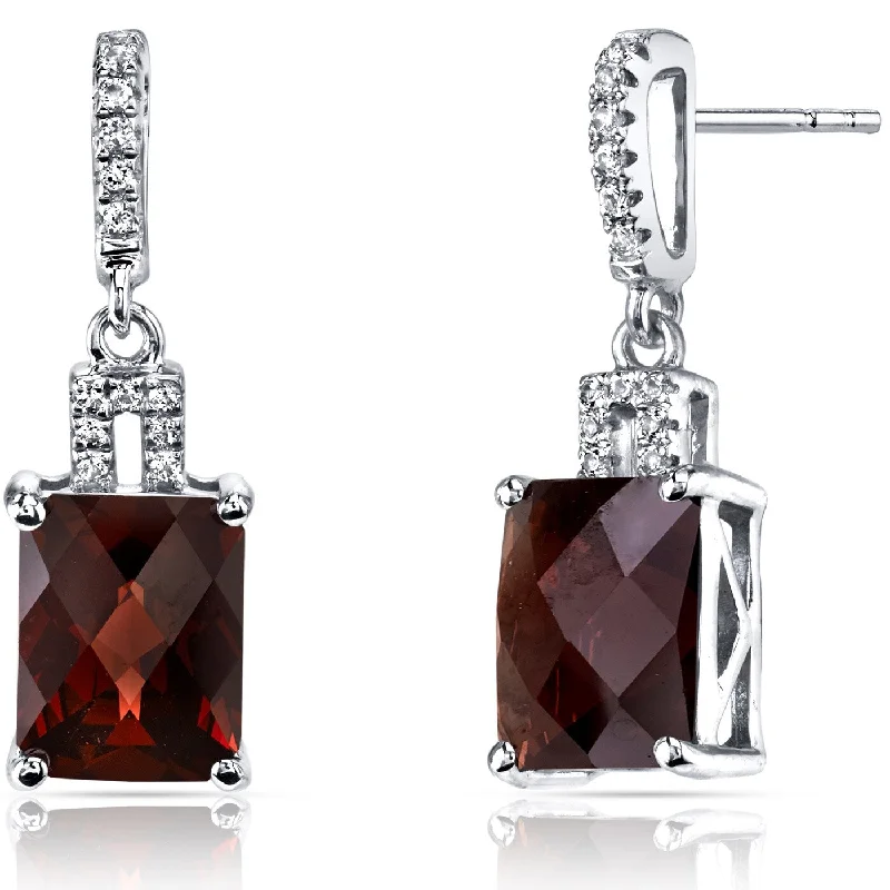 14k White Gold 5.76 ct Garnet Stud Earrings