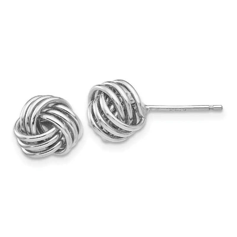 Curata 14k White Gold 8mm Polished Ridged Love Knot Post Earrings