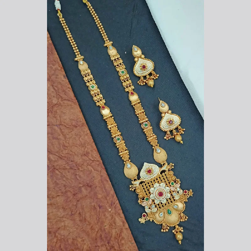 Padmawati Bangles Gold Plated Pota Stone Long Necklace Set