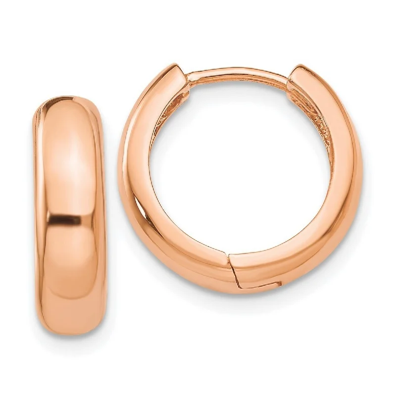 Curata 14k Rose Gold Solid Polished Hinged Huggies Hoop Earrings 15x4mm