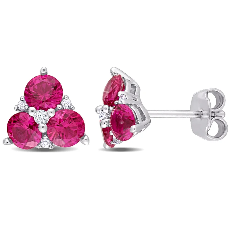 Miadora 1 7/8ct TGW Created Ruby and Created White Sapphire Earrings Sterling Silver