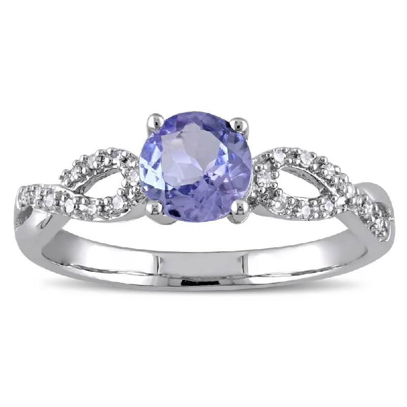 Miadora 10k White Gold Tanzanite and 1/10ct TDW Diamond Ring (G-H, I1-I2)