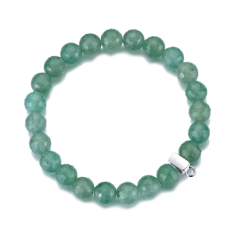 Faceted Green Aventurine Gemstone Charm Stretch Bracelet