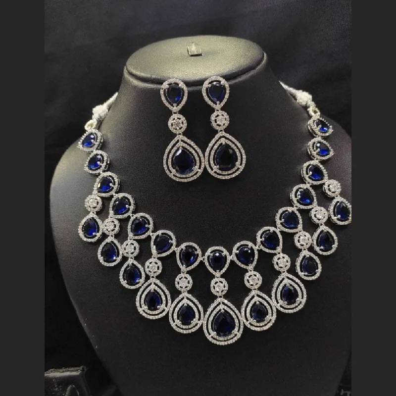 Aamrapali Silver Plated American Diamond Necklace Set