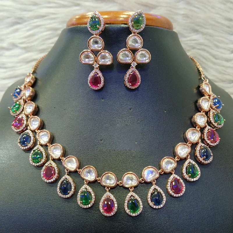 Jain Jewellers Silver Plated AD Necklace Set