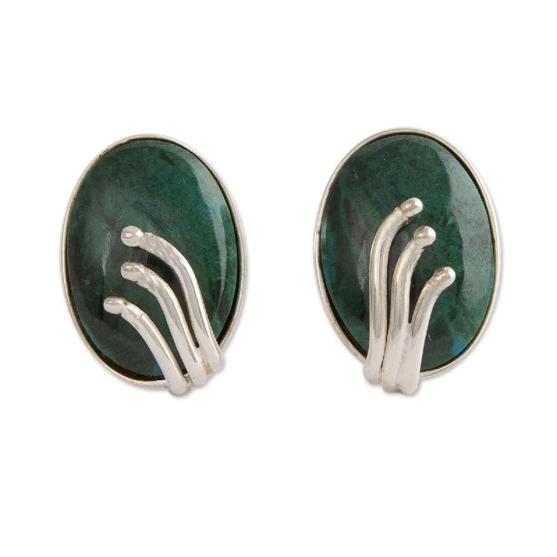 Novica Handmade Loyal Friendship Chrysocolla Button Earrings