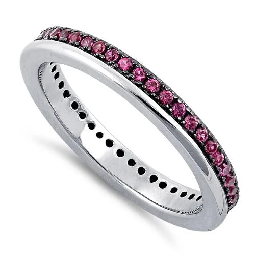 Sterling Silver Ruby CZ Eternity Band