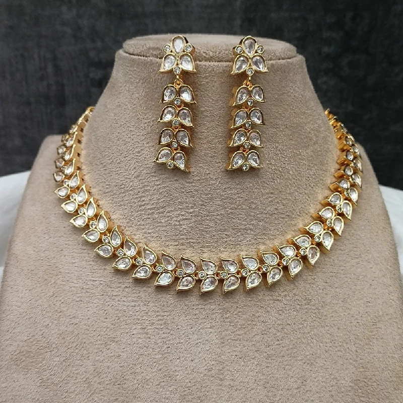 Royal Kundan Jewellery Gold Plated Polki Kundan Necklace Set