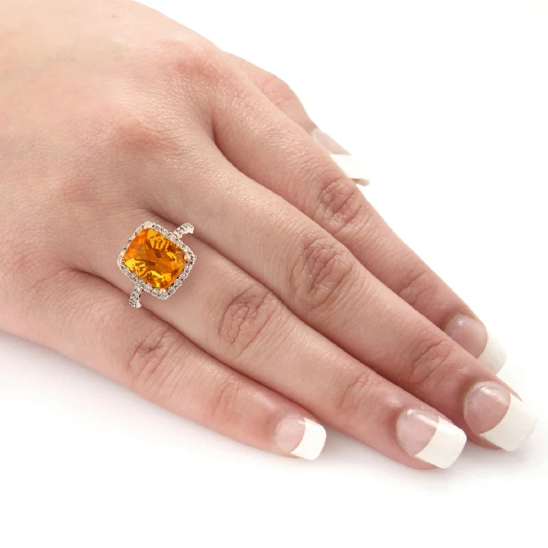 Auriya 14k Rose Gold 3 3/4ct Fire Opal and 5/8ct TDW Diamond Ring