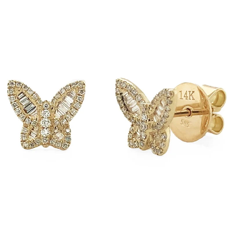 Joelle Diamond Butterfly Stud Earrings 14K Gold - s Diamond Earrings