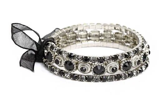 Crystal Bracelets set of 3 Silver and Black