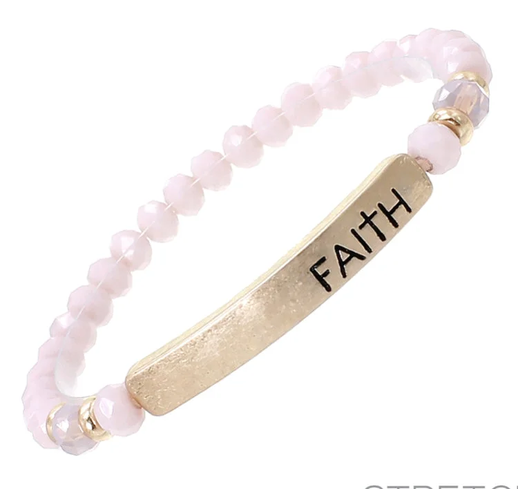 FAITH - Pink Crystal Inspirational Bracelet