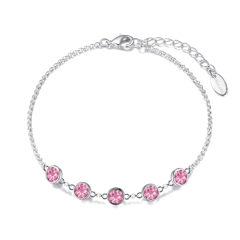 Pink Crystal Chain Bracelet Created with Zircondia® Crystals