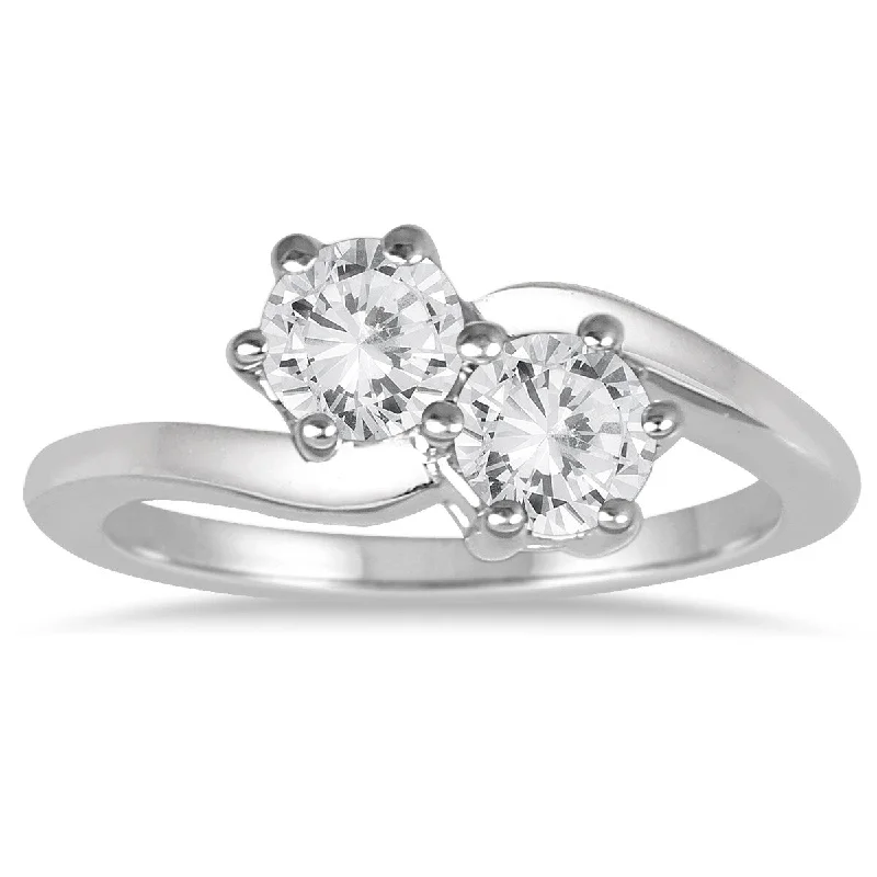 Marquee 1 Carat TW Two stone Diamond Ring in 10K White Gold