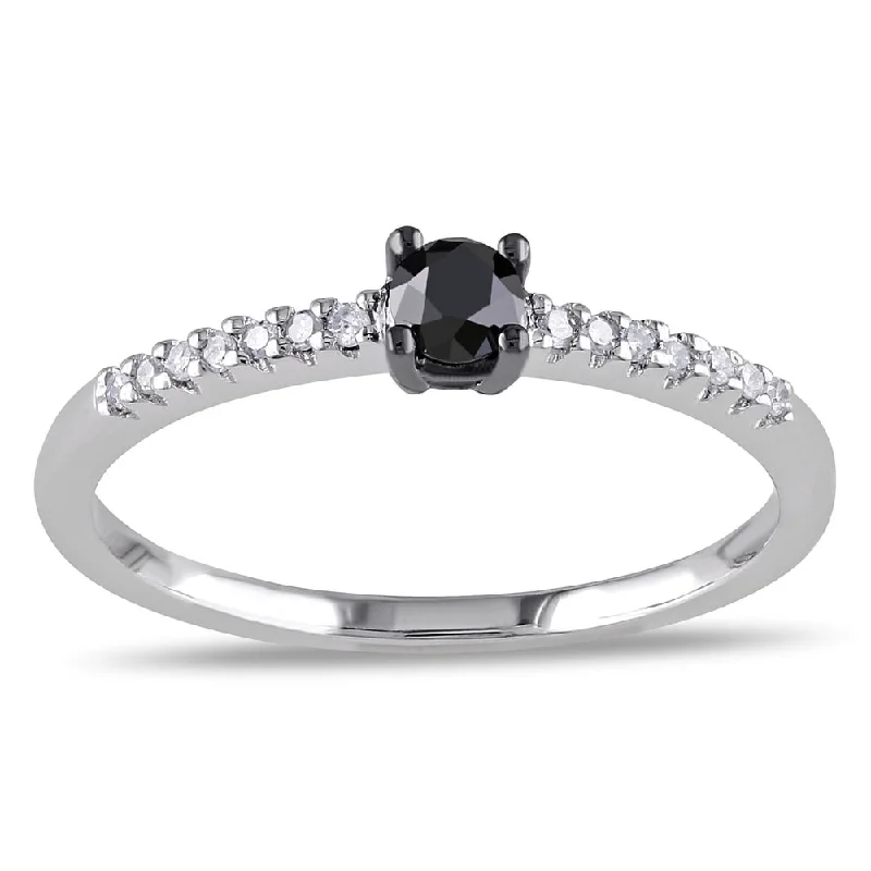 Miadora 10k White Gold 1/4ct Black and White Diamond Ring