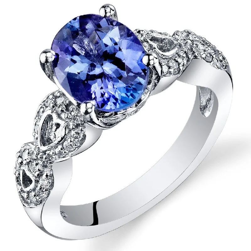 Oravo 2.25 ct Tanzanite Oval and Diamond Ring in 14k White Gold